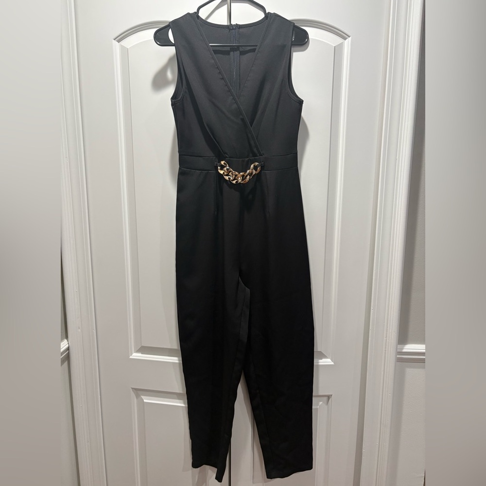 Elegant Black Jumpsuit with Gold Accent